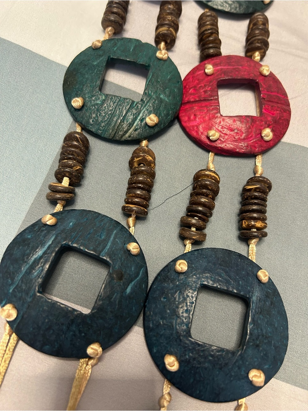 Boho Multi-Color Wooden Disc Statement Belt - Picture 3 of 4